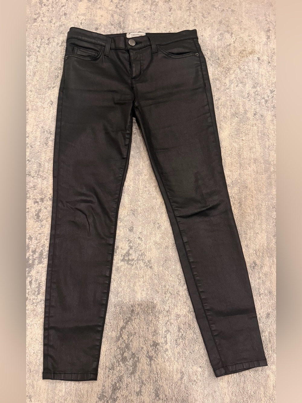 Current/Elliott Black Coated Skinny Jeans